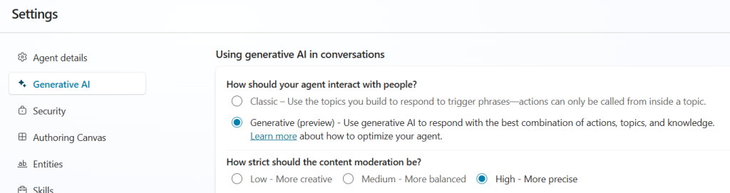 Copilot Studio AI Features